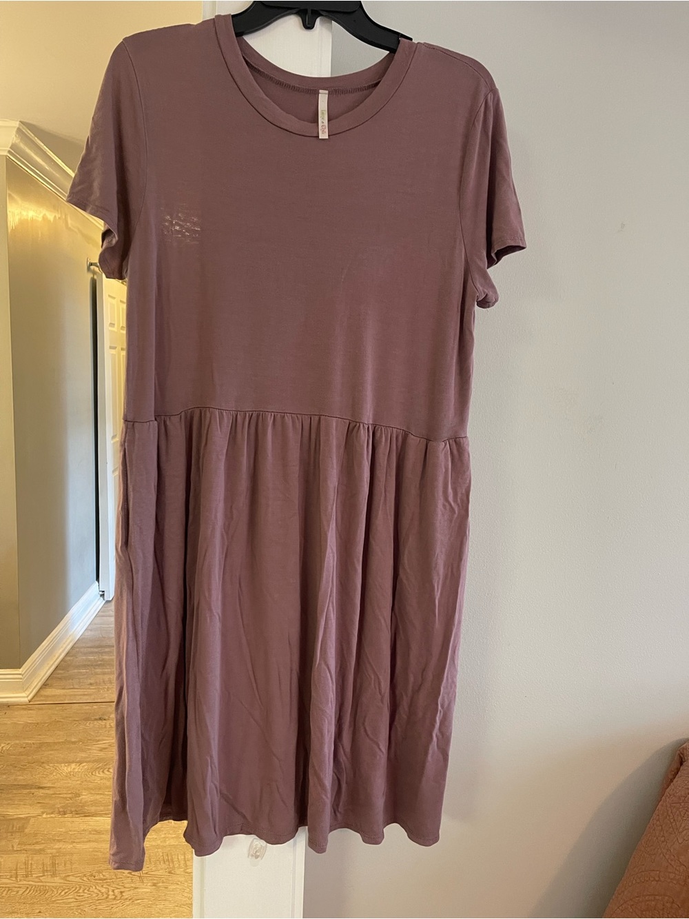 Relaxed Smocked-Waist Midi Dress in Mauve